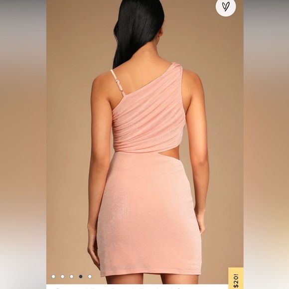 Cut and Run Peach Ruched Cutout Asymmetrical Bodycon Mini Dress - Picture 2 of 4
